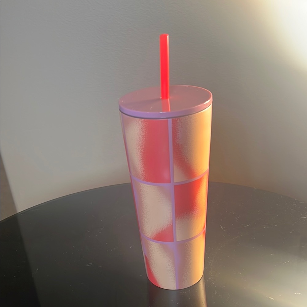 NWT Starbucks Spring 2025 Pink & Purple Geometric Airbrush Whimsical Cup 24 OZ